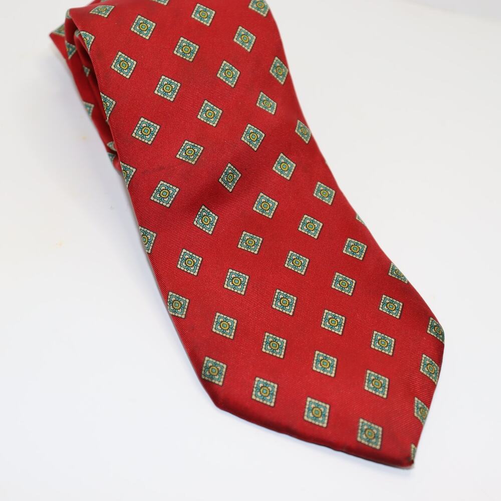 Anthony Foxx Red Geometric Print Necktie‎ – 3" Wide